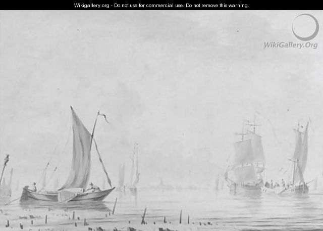 Barges in a Dutch estuary - Cornelis De Grient