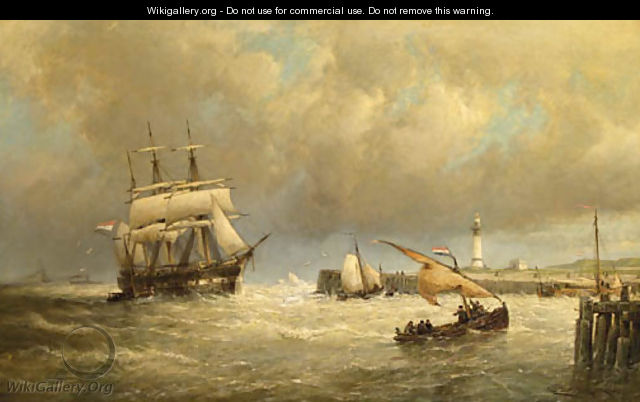 Entrance to the harbour of Hellevoetsluis, Holland - Cornelis Christiaan Dommelshuizen