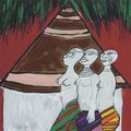 Three women in front of a hut - Michel des Gobelins Corneille