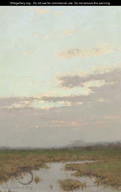 A hazy polder landscape - Cornelis Kuypers
