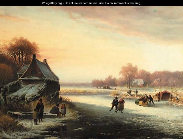 Winterfun skaters on the ice - Cornelis Kimmel