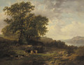 A rhenish river landscape with a herdsman and cattle - Cornelis Kimmel