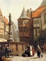 Marketday in front of the Town Hall of Hildesheim - Cornelis Springer