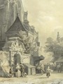 Daily activities on a church square - Cornelis Springer