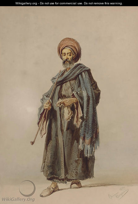 An Egyptian Man with a Pipe - Amadeo Preziosi