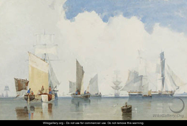 Fishing boats in a harbour - Count Alexandre Thomas Francia
