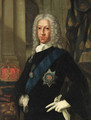 Portrait of the Old Pretender (1688-1766), half-length, in a blue coat and white jabot, wearing the Order of the Garter - Cosmo Alexander