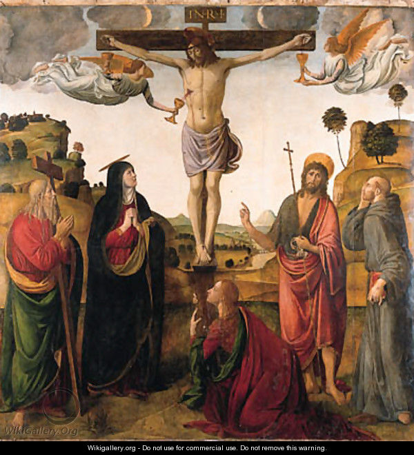 The Crucifixion with the Madonna, Saints John the Baptist, Mary Magdalen, Andrew and Francis - Cosimo Rosselli
