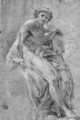 A seated Nude holding a Cross - Corrado Giaquinto