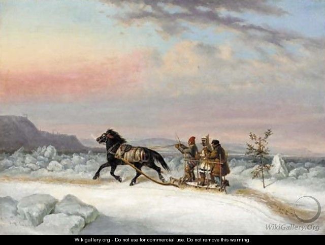 The Winter Crossing from Levis to Quebec - Cornelius Krieghoff
