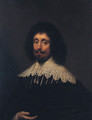 Portrait of a Gentleman, traditionally thought to be James Howell, half-length, in a black and white doublet, white lace collar, and black mantle - Cornelis I Johnson