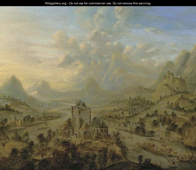 A landscape during the vendage, a castle in the foreground - Cornelis Verdonck