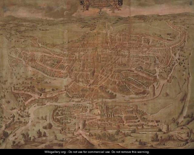 A Birds Eye view of the City of Ghent 1434 (Ganda Gallie Belgice Civitas Maxima 1434) - Continental School
