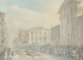 Horses triumphantly charging through an Italian town, thought to be Turin - Continental School