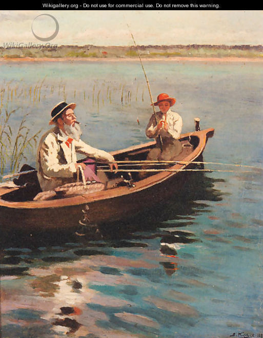 Fishing on a Lake on a Summer