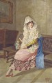 A seated lady in lady in spanish dress - Continental School