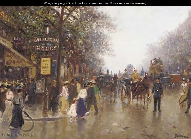 Carriages and figures outside the Moulin Rouge - Continental School