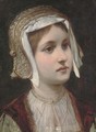 Portrait of a young girl, bust-length, in a gold headdress - Continental School