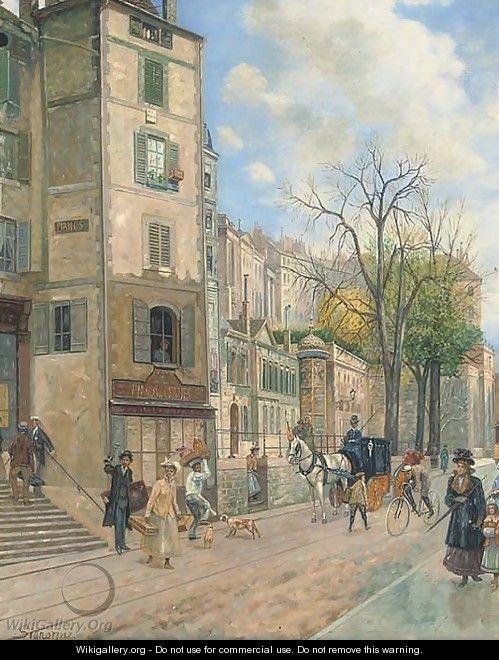A busy street, early spring - Continental School