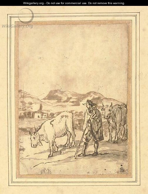 A herdsman and two cows - Claude Lorrain (Gellee)