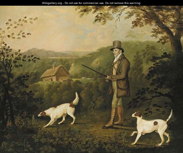 A gentleman out pheasant shooting with two pointers - Clifton Tomson