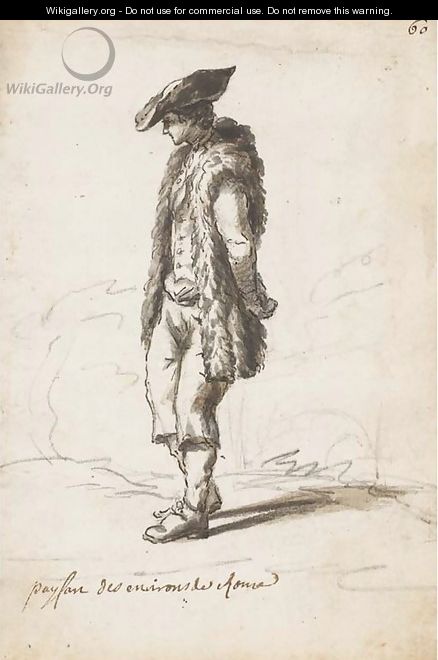 A peasant wearing a sheepskin coat - Claude-joseph Vernet
