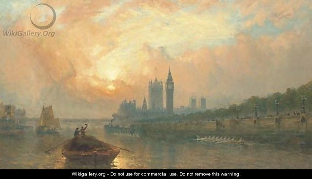 The Oxford and Cambridge Boat Race at Westminster - Claude T. Stanfield Moore