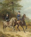 Reiterbild elegant ladies on horseback - Conrad Freyberg