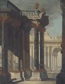 A capriccio of a palace courtyard - (after) Viviano Codazzi