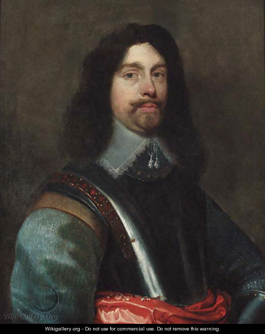 Portrait of a gentleman, half-length, in a cuirass, and grey jerkin - (after) William Dobson