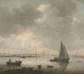 A river landscape with cattle and fishermen - (after) Willem Van Diest