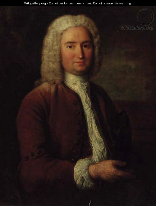 Portrait of a gentleman, three-quarter-length, in a brown coat and waistcoat, a tricorn under his left arm, in a landscape - (after) Hoare, William, of Bath