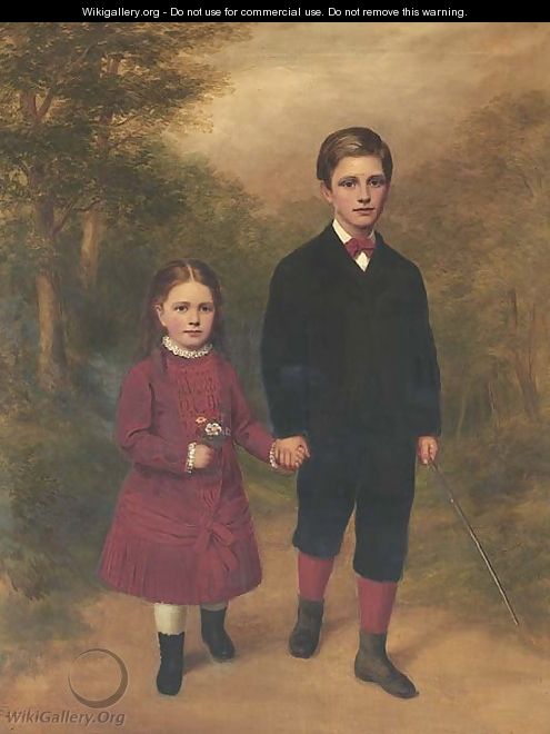 Portrait of a brother and sister - English School
