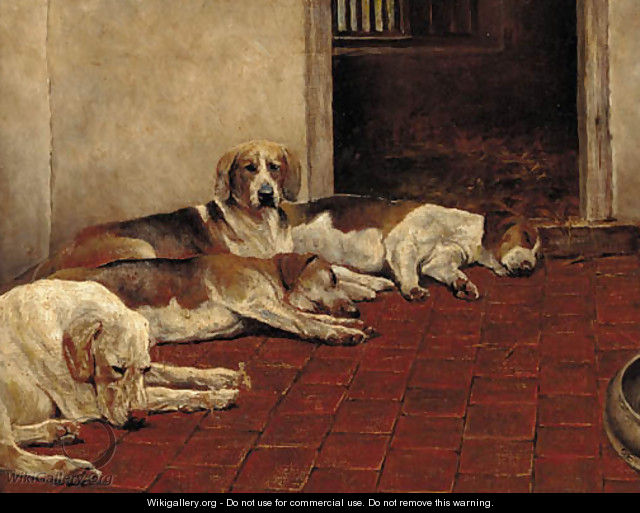 Hounds in a kennel - English School