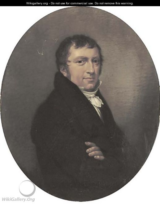 Portrait of a gentleman, half-length, in a black coat and white tie - English School