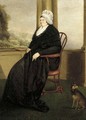 Portrait of a lady, seated full-length, in a black dress and white bonnet - English Provincial School