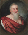 Portrait of a gentleman, quarter-length, in a red mantle - English School