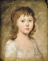 Portrait of a young girl, small quarter-length, in a white dress - English School