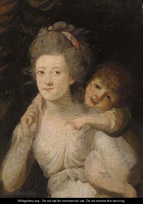 Portrait of a mother and child - English School