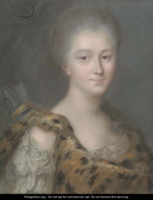 Portrait of a lady, bust-length, dressed as Diana the Huntress - English School