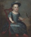 Portrait of a boy, seated full-length, in a blue dress - English School