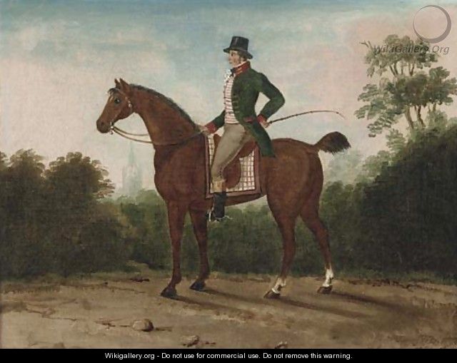 A horse with a gentleman up - English School