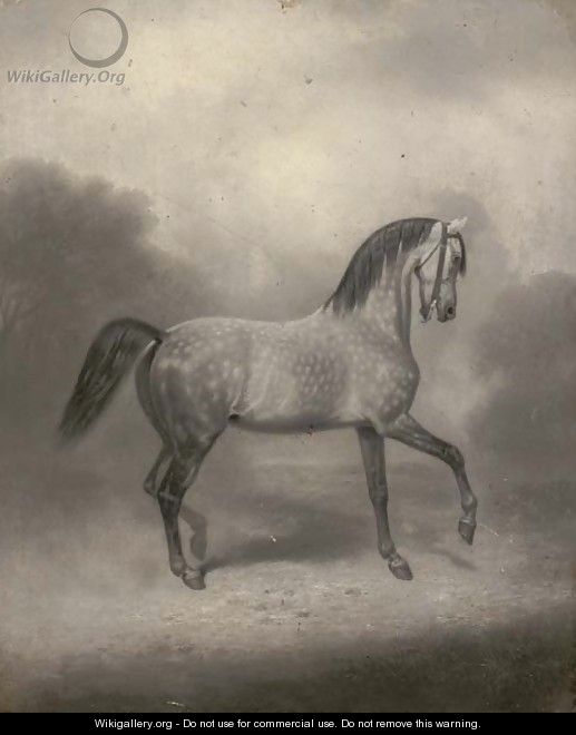 A dapple grey in a landscape; with four further horse studies - English School