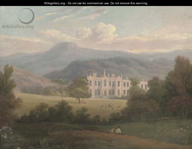 A country house in an extensive landscape - English School
