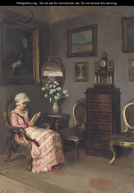 A lady reading in an interior - Emil Pap