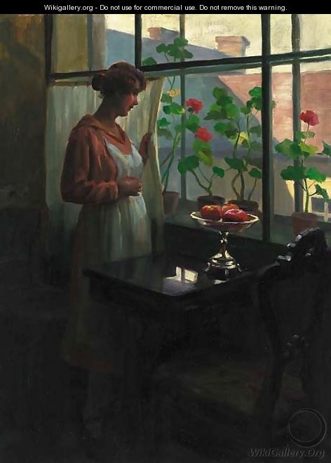A lady at a sunlit window - Emil Pap