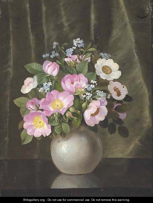 Summer flowers in a grey vase on polished table - Emil C. Unlitz