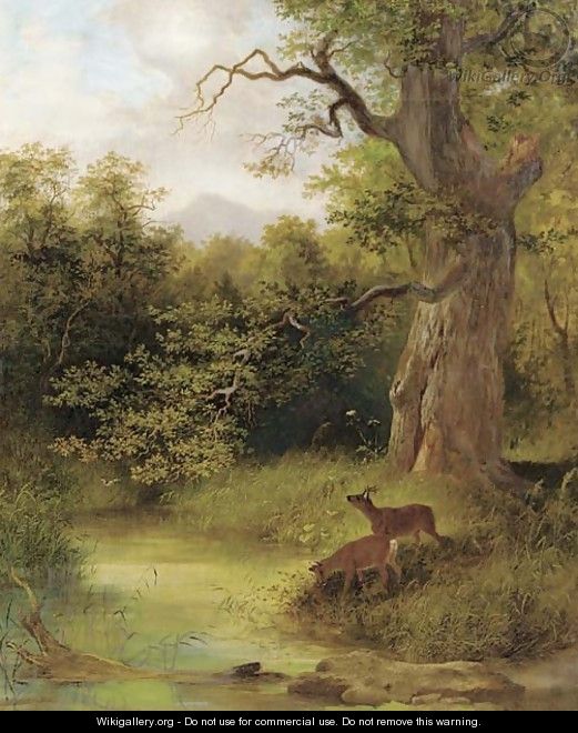 Deer in a park - Emil Rozsay