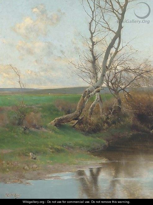 Birch treees on the riverbank - Francois Perrier