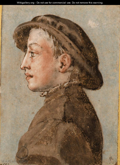 Portrait of a boy wearing a cap, in profile to the left - Emilian School